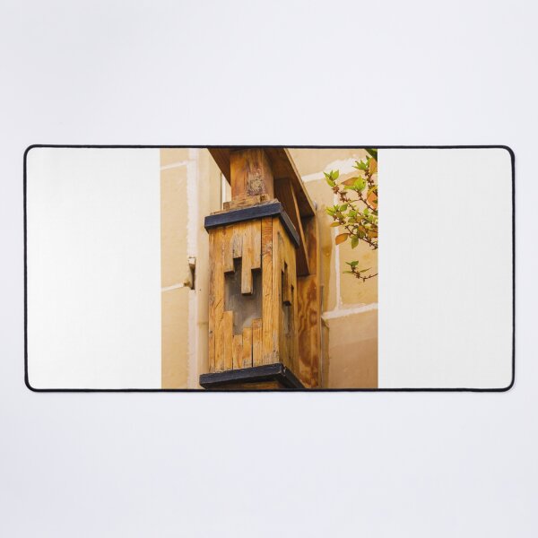 Item preview, Rustic Wooden Wall Lantern Mounted Outside Building With Geometric Cutouts And Weathered Finish designed and sold by Nmallia.
