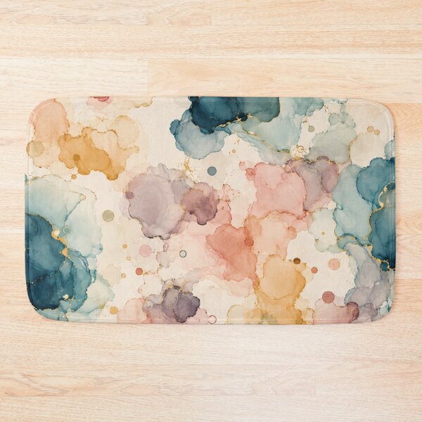 Item preview, Abstract Alcohol Ink Marble Pattern Teal Gold Foil Fluid Art designed and sold by QCena.