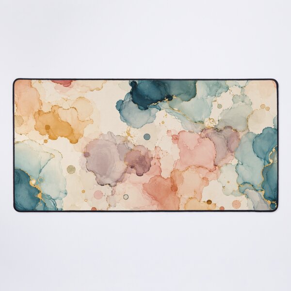 Item preview, Abstract Alcohol Ink Marble Pattern Teal Gold Foil Fluid Art designed and sold by QCena.