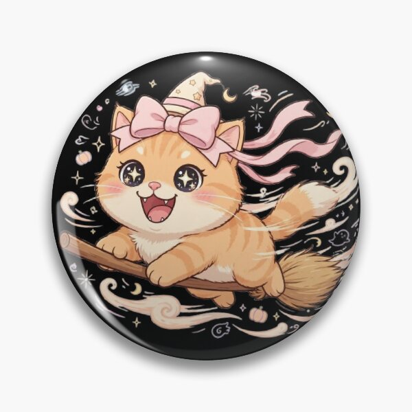 Item preview, Cute Halloween Witch Cat Flying Broom Magic designed and sold by Moody Vibes Studio.