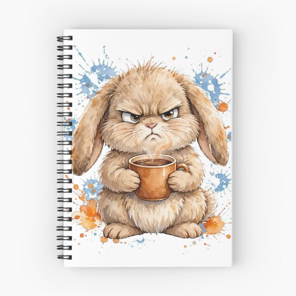 Item preview, TITLE Grumpy Bunny With Coffee - Don't Talk To Me Before Caffeine - Funny Watercolor designed and sold by ExpressoJungle.