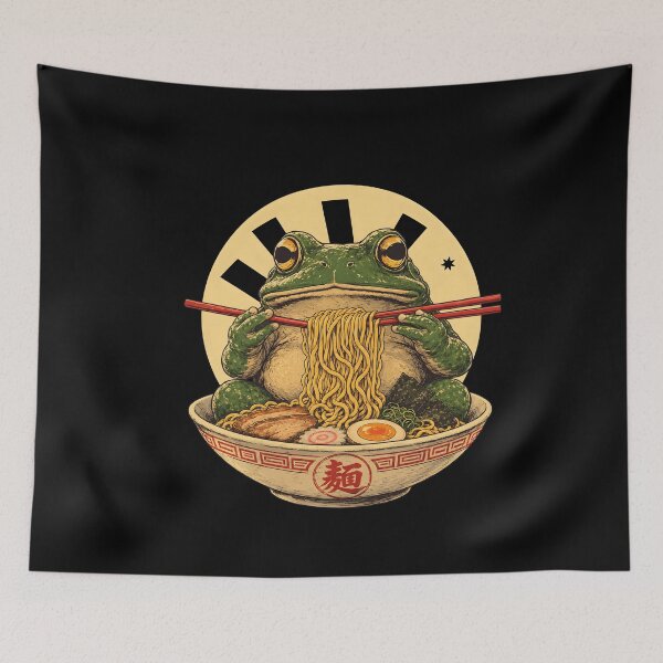 Item preview, Frog eating noodles ramen  designed and sold by notorius12.