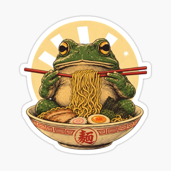 Item preview, Frog eating noodles ramen  designed and sold by notorius12.