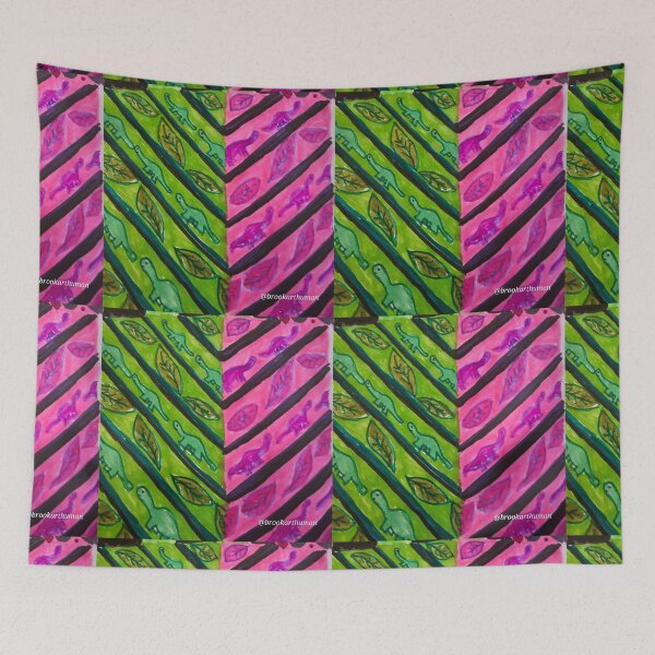 Item preview, Pink and Green Dinosaur Chevrons  designed and sold by DancingCreek.