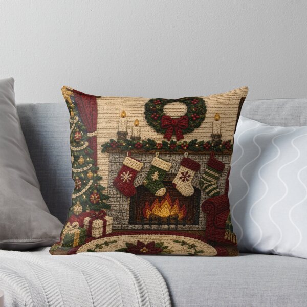 Item preview, Cozy Knitted Christmas Fireplace Holiday Art designed and sold by GSizzle1.