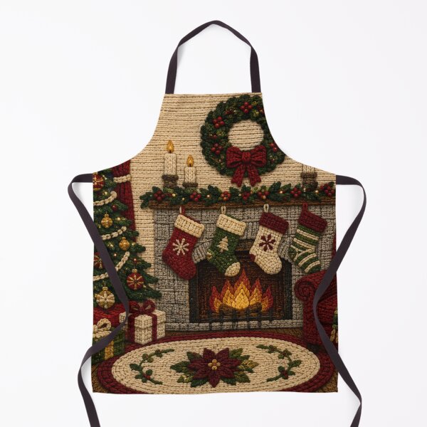 Item preview, Cozy Knitted Christmas Fireplace Holiday Art designed and sold by GSizzle1.