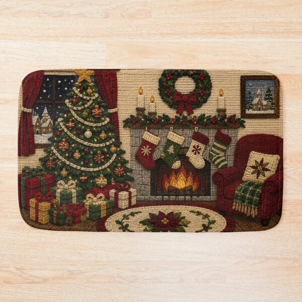 Item preview, Cozy Knitted Christmas Fireplace Holiday Art designed and sold by GSizzle1.