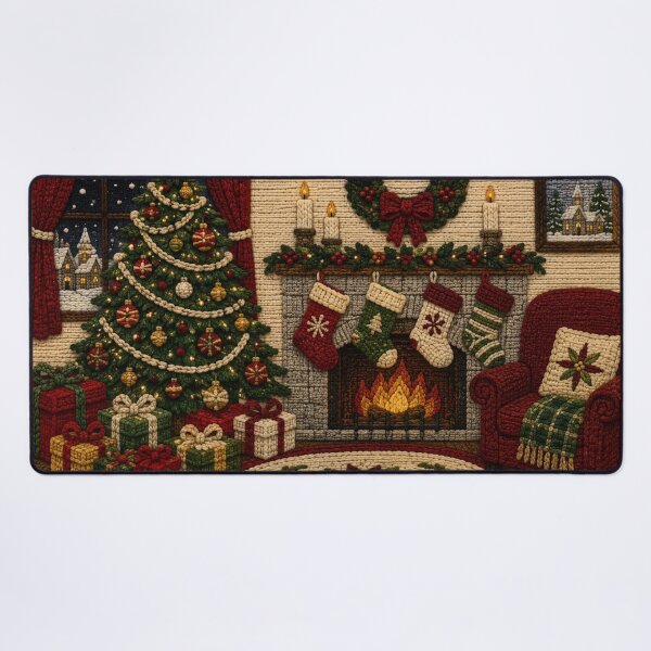 Item preview, Cozy Knitted Christmas Fireplace Holiday Art designed and sold by GSizzle1.