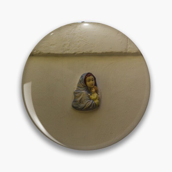 Item preview, Small Virgin Mary Wall Plaque Above Arched Doorway With Iron Fence and Mediterranean Light designed and sold by Nmallia.