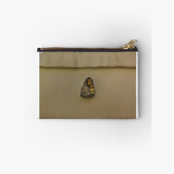Item preview, Small Virgin Mary Wall Plaque Above Arched Doorway With Iron Fence and Mediterranean Light designed and sold by Nmallia.