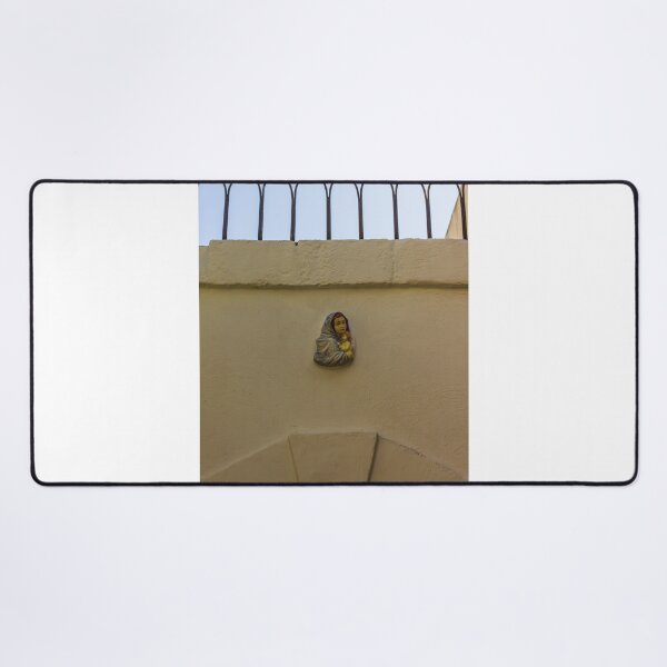Item preview, Small Virgin Mary Wall Plaque Above Arched Doorway With Iron Fence and Mediterranean Light designed and sold by Nmallia.