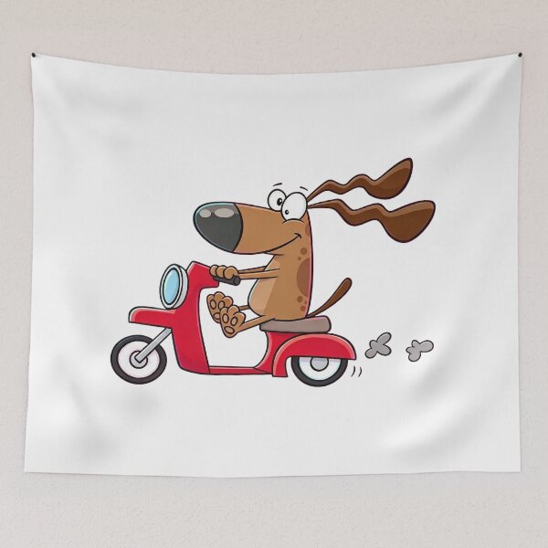 Item preview, Funny Dog Riding a Red Scooter – Speedy Pup designed and sold by MyCalmDraw.