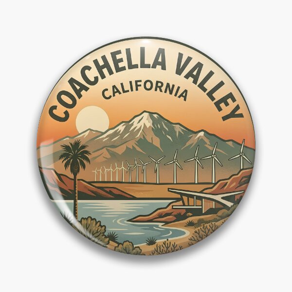 Item preview, Coachella Valley California Vintage Desert Sunset Badge designed and sold by LittleArij.