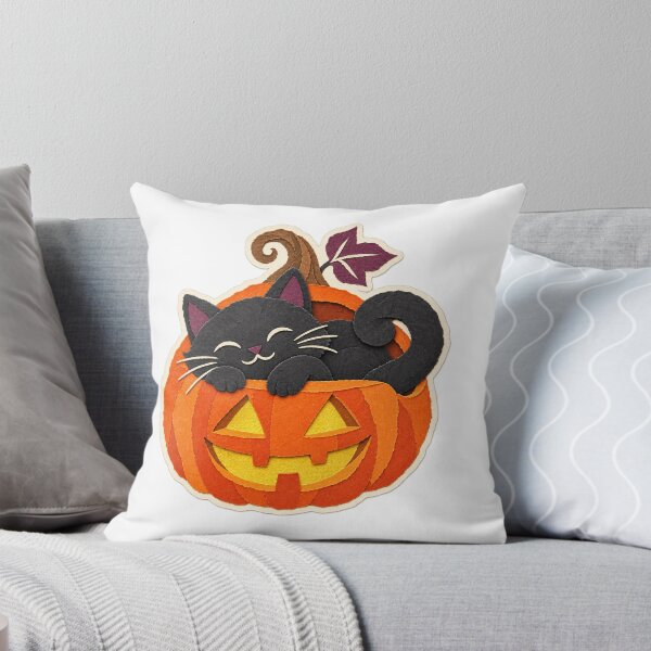 Item preview, Black Cat Asleep in a Halloween Jack O Lantern designed and sold by eignvalue.