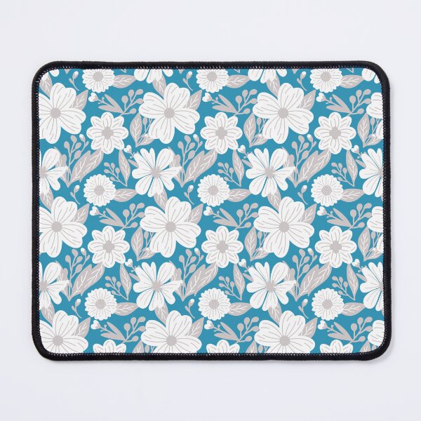 Item preview, White Floral and Leaf Seamless Pattern on Blue designed and sold by Onulodesign.