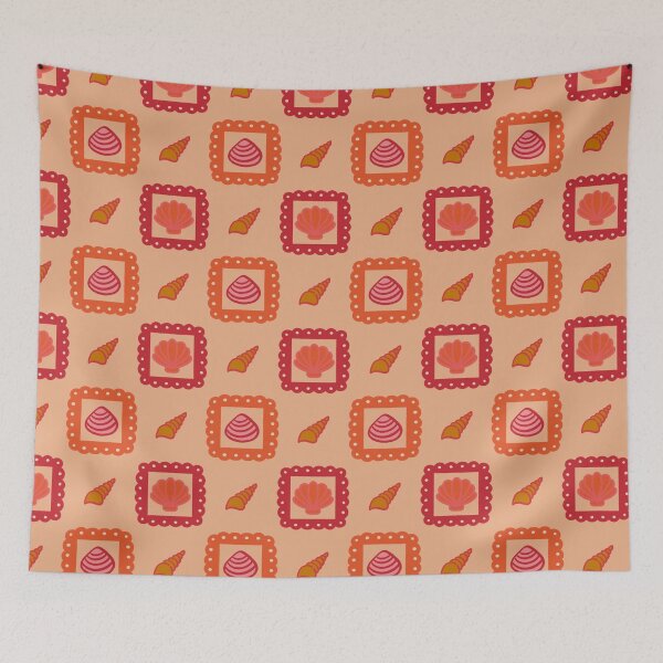 Item preview, Coquette Seashells in Warm Neutral Ruffled Frames Seamless Pattern designed and sold by Olive Lane Creative.