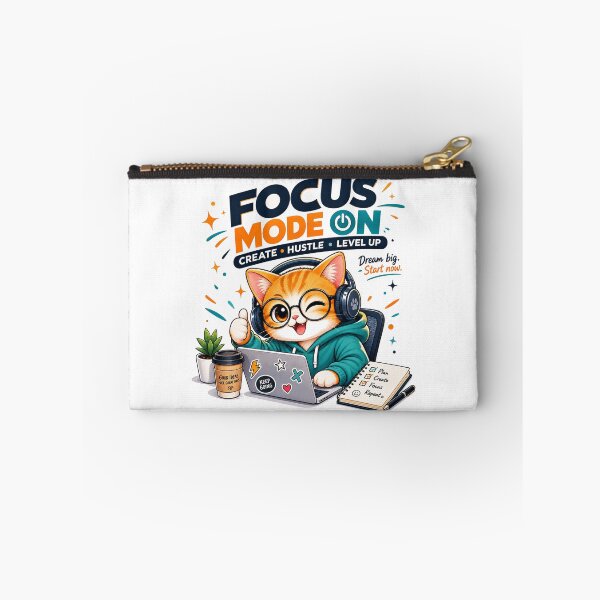 Item preview, Focus Mode On – Cute Motivational Cat Productivity Design designed and sold by NoorCanvasArt.