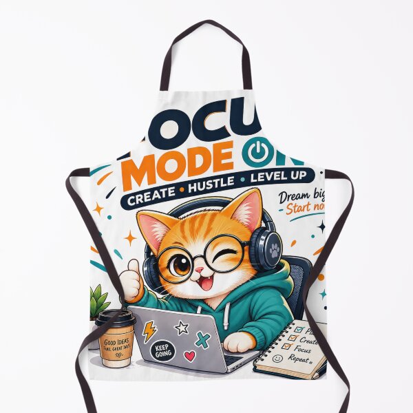 Item preview, Focus Mode On – Cute Motivational Cat Productivity Design designed and sold by NoorCanvasArt.