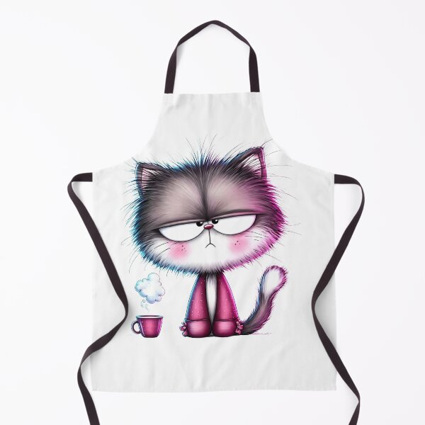 Item preview, Grumpy Cute Cat with Coffee – Tired Morning Kitty designed and sold by MyCalmDraw.