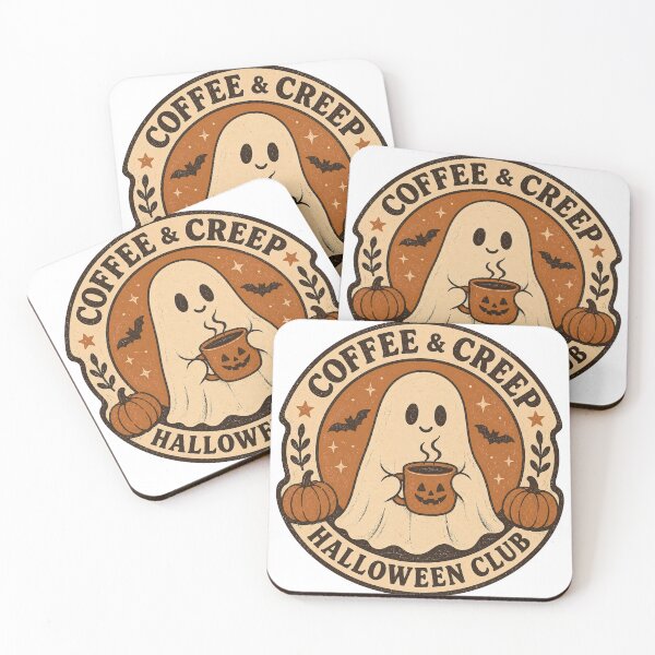 Item preview, Coffee & Creep Halloween Club – Cute Ghost Pumpkin Coffee Vintage Halloween Design designed and sold by Crafted.ink.