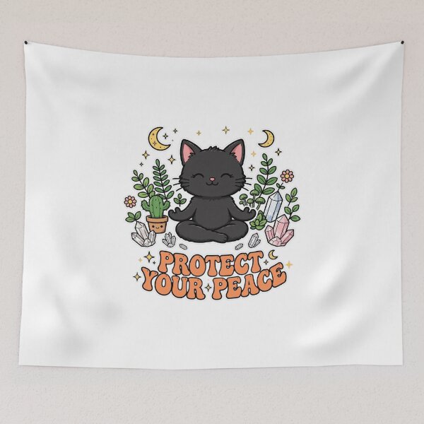 Item preview, Protect Your Peace - Black Cat Meditation Crystals Self Care Yoga designed and sold by FBA.
