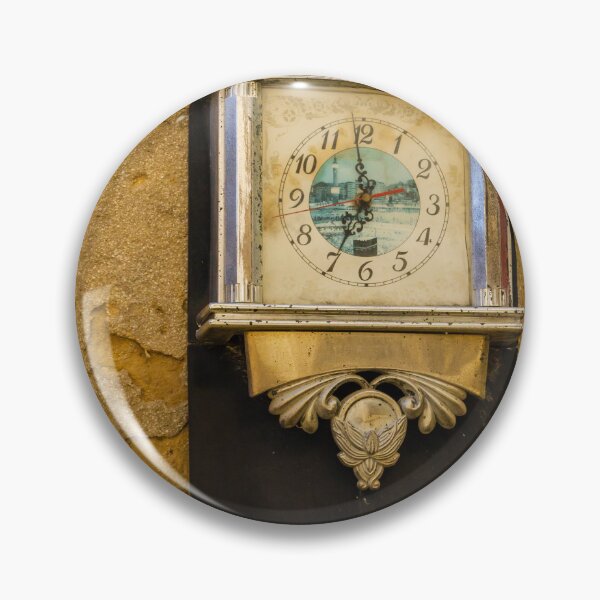 Item preview, Vintage Ornate Wall Clock Mounted on Weathered Stone Wall With Silver Details and Nostalgic Charm designed and sold by Nmallia.