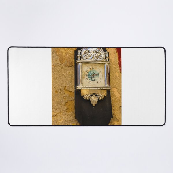 Item preview, Vintage Ornate Wall Clock Mounted on Weathered Stone Wall With Silver Details and Nostalgic Charm designed and sold by Nmallia.