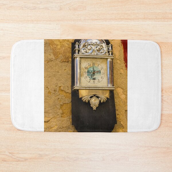 Item preview, Vintage Ornate Wall Clock Mounted on Weathered Stone Wall With Silver Details and Nostalgic Charm designed and sold by Nmallia.