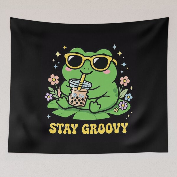 Item preview, Stay Groovy Frog Funny Boba Tea Frog Sunglasses Cute Sticker designed and sold by Fulaly.