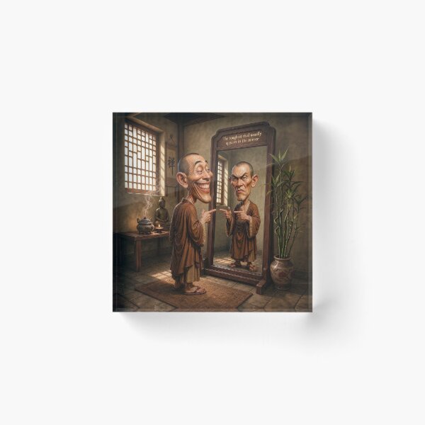 Item preview, Whimsical Monk and Angry Reflection Caricature designed and sold by The Brother Wu Collection.