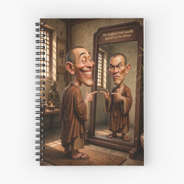 Item preview, Whimsical Monk and Angry Reflection Caricature designed and sold by The Brother Wu Collection.