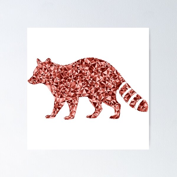 Item preview, Raccoon Red Triangular Mosaic Silhouette Design designed and sold by DymondDesigns.