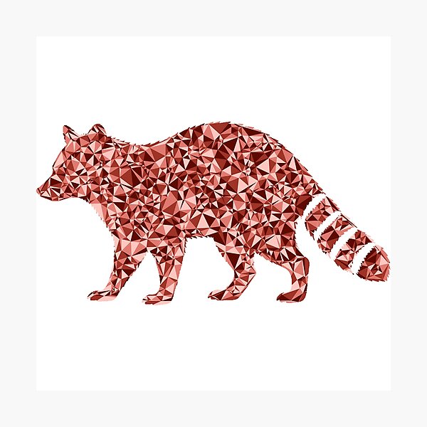 Item preview, Raccoon Red Triangular Mosaic Silhouette Design designed and sold by DymondDesigns.