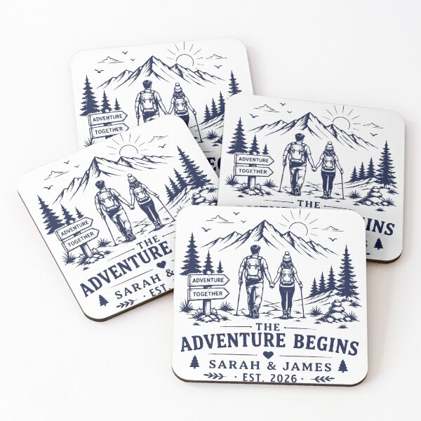 Item preview, The Adventure Begins Camping Outdoor Couple Design designed and sold by TeeVerse27.