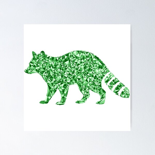 Item preview, Raccoon Green Triangular Mosaic Silhouette Design designed and sold by DymondDesigns.