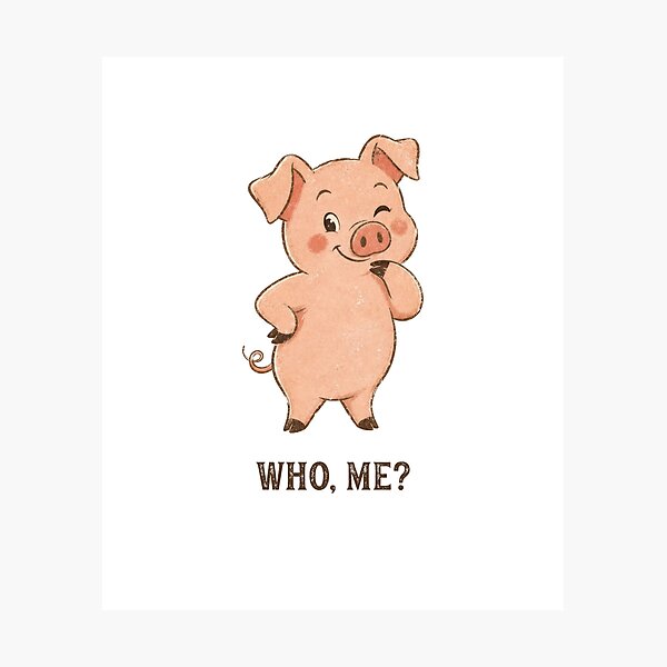 Item preview, Funny Innocent Little Pig Asks Who Me designed and sold by AntiqueImages.