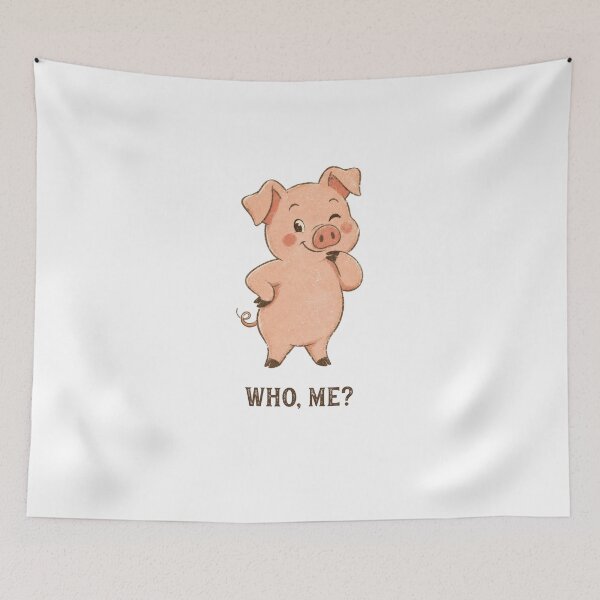 Item preview, Funny Innocent Little Pig Asks Who Me designed and sold by AntiqueImages.