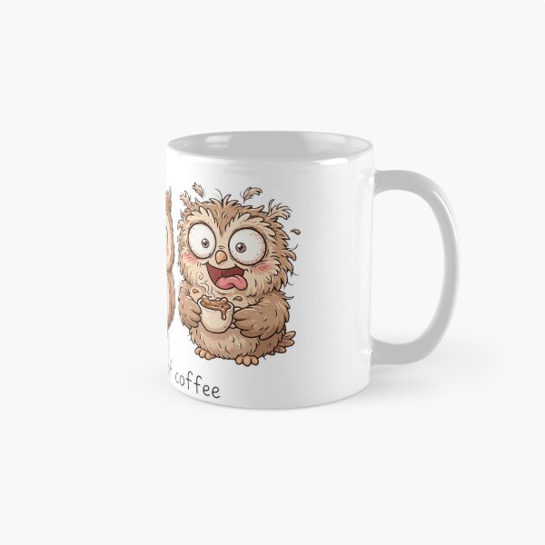 Item preview, Three Levels of Coffee - Funny Owl Coffee Progression - Sleepy, Happy, Over-Caffeinated designed and sold by ExpressoJungle.