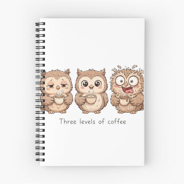 Item preview, Three Levels of Coffee - Funny Owl Coffee Progression - Sleepy, Happy, Over-Caffeinated designed and sold by ExpressoJungle.