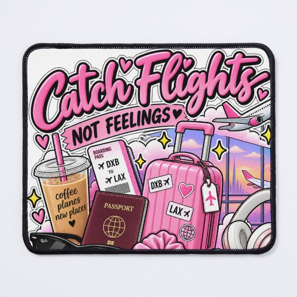 Item preview, Catch Flights Not Feelings Pink Travel Girl designed and sold by OddMuseLab.
