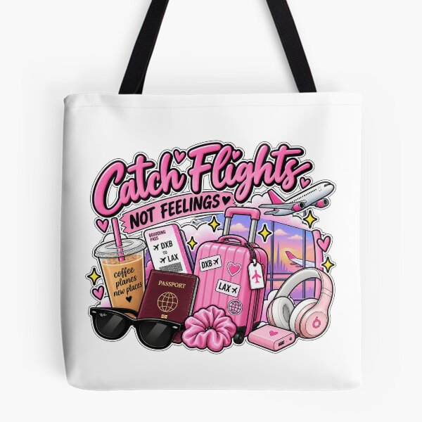 Item preview, Catch Flights Not Feelings Pink Travel Girl designed and sold by OddMuseLab.