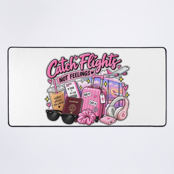 Item preview, Catch Flights Not Feelings Pink Travel Girl designed and sold by OddMuseLab.