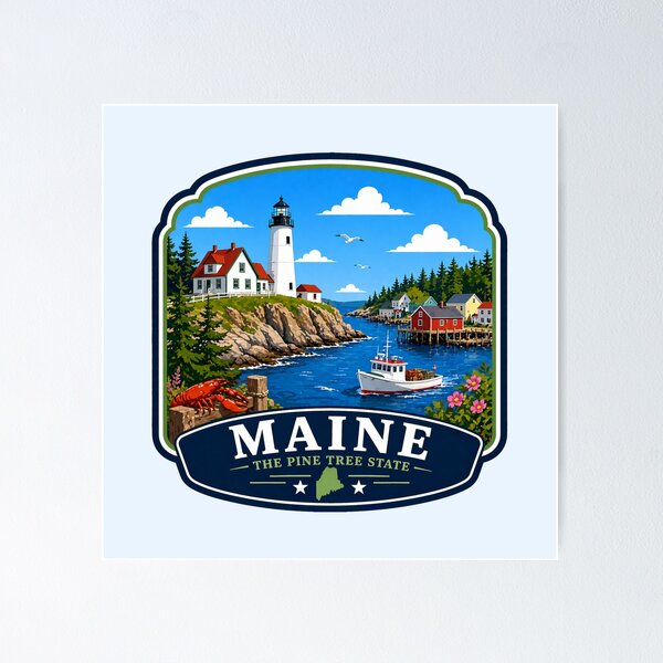 Item preview, Maine - Lighthouse Coastal Harbor designed and sold by Myra365Art.