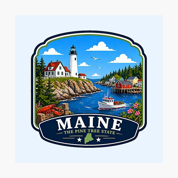 Item preview, Maine - Lighthouse Coastal Harbor designed and sold by Myra365Art.