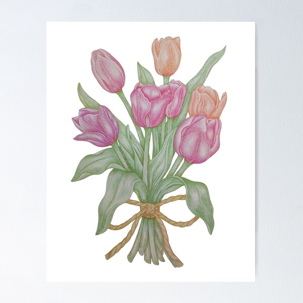Item preview, Delicate Garden Flower Colored Pencil  designed and sold by calmcolourprint.