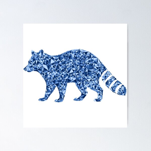 Item preview, Raccoon Blue Triangular Mosaic Silhouette Design designed and sold by DymondDesigns.