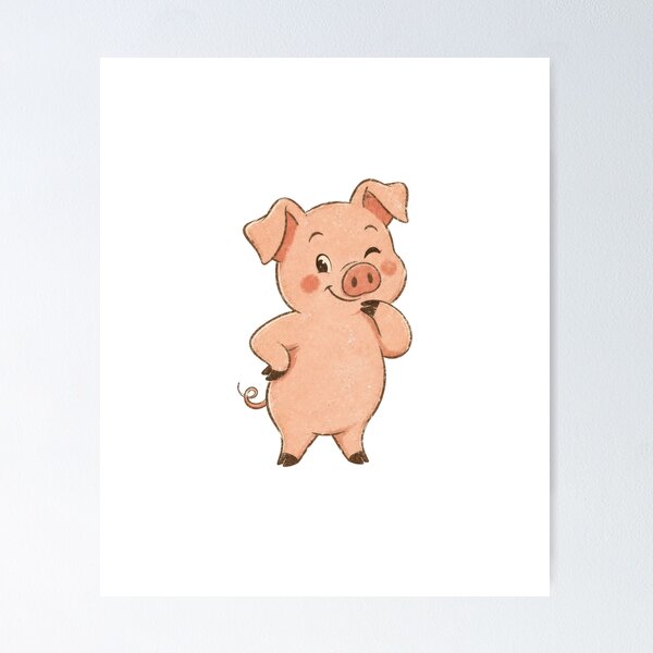 Item preview, Cute Winking Pig Cartoon Farm Animal Lover designed and sold by AntiqueImages.