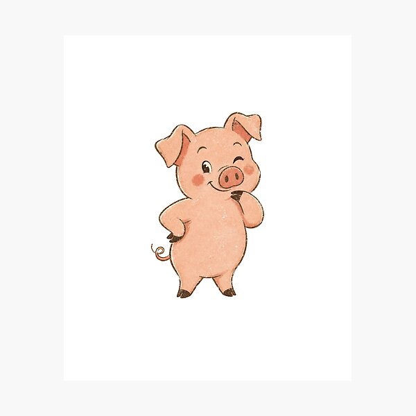 Item preview, Cute Winking Pig Cartoon Farm Animal Lover designed and sold by AntiqueImages.