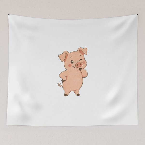 Item preview, Cute Winking Pig Cartoon Farm Animal Lover designed and sold by AntiqueImages.