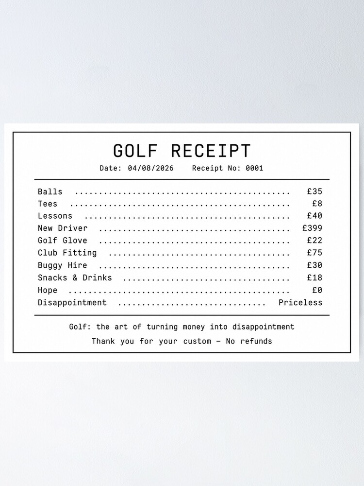 Thumbnail 1 of 3, Poster, Golf Money and Disappointment Humour Design designed and sold by RMBPrintStudio.